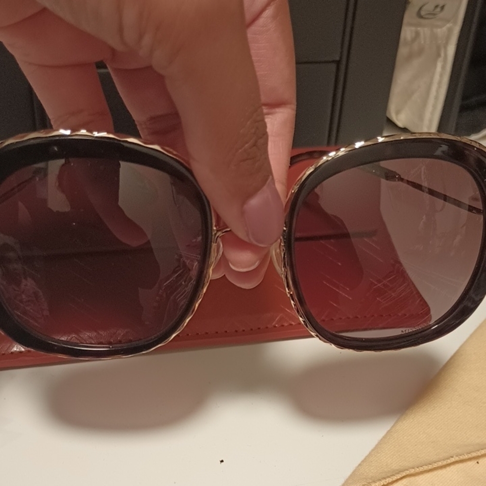 Gold and Brown Oversized Sunglasses